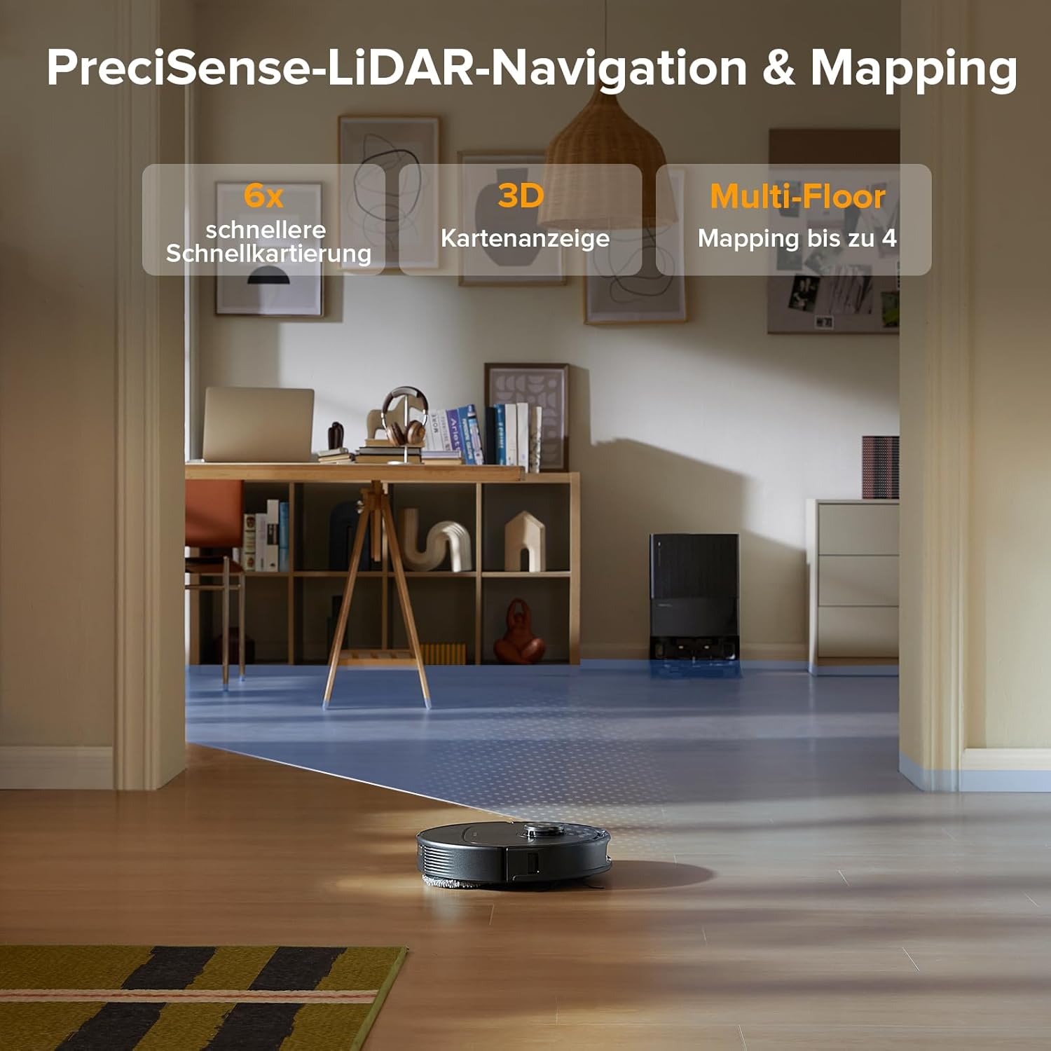roborock Qrevo Series Roboterstaubsauger mit Wischfunktion, 8000 Pa Saugleistung (verbessert durch Qrevo S), Anti-Tangling-Seitenbürste, Hindernisvermeidung, LiDAR-Navigation, All-in-One-Dock, Schwarz (QV – Bild 8