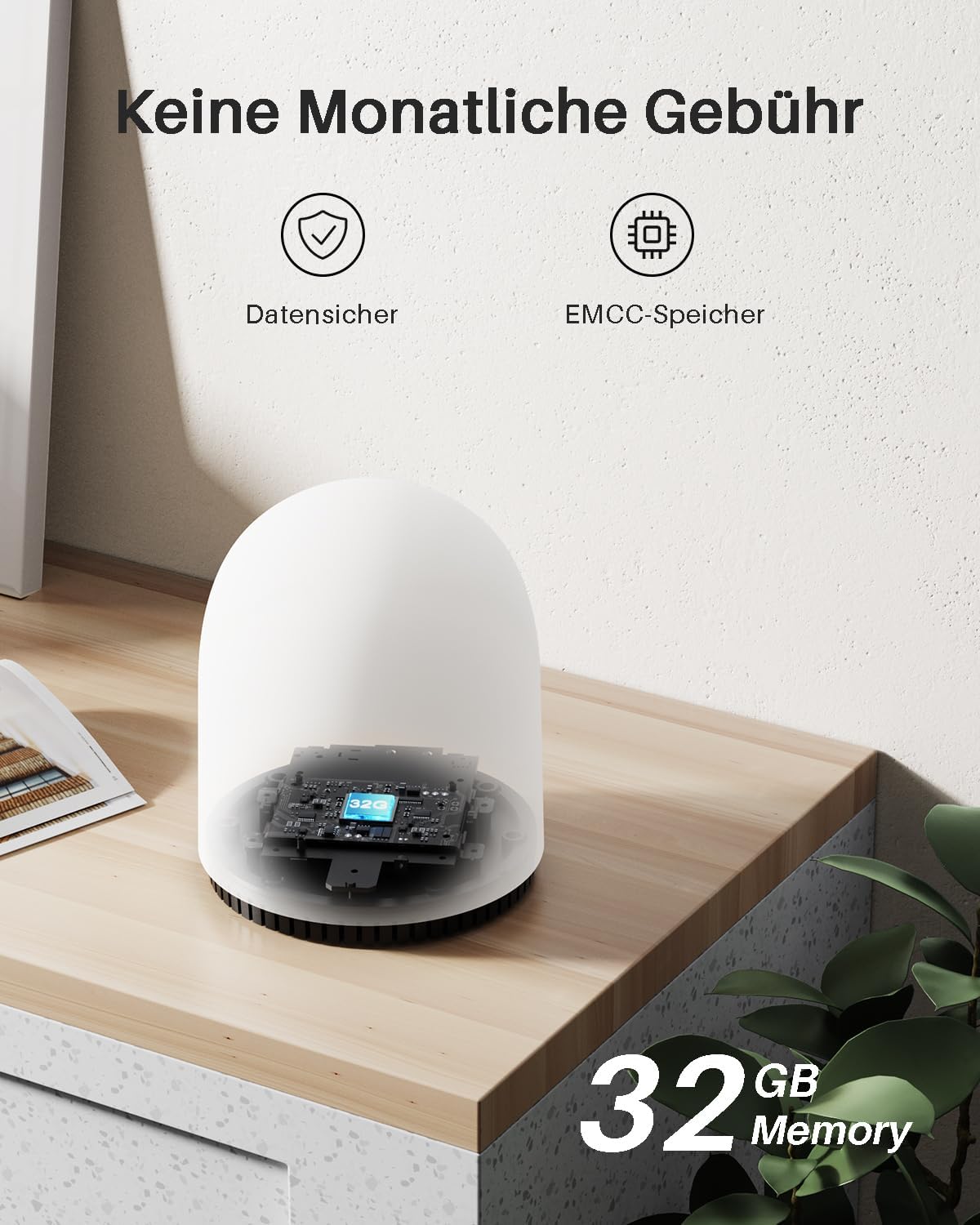 WUUK Outdoor Surveillance Camera, Battery, Indoor Surveillance, 2K, Without Subscription, 32 GB Local Memory, Night Vision, 2.4/5GHz WiFi, Compatible with Alexa & Google, Base Station + 4 Camera Set – Bild 2