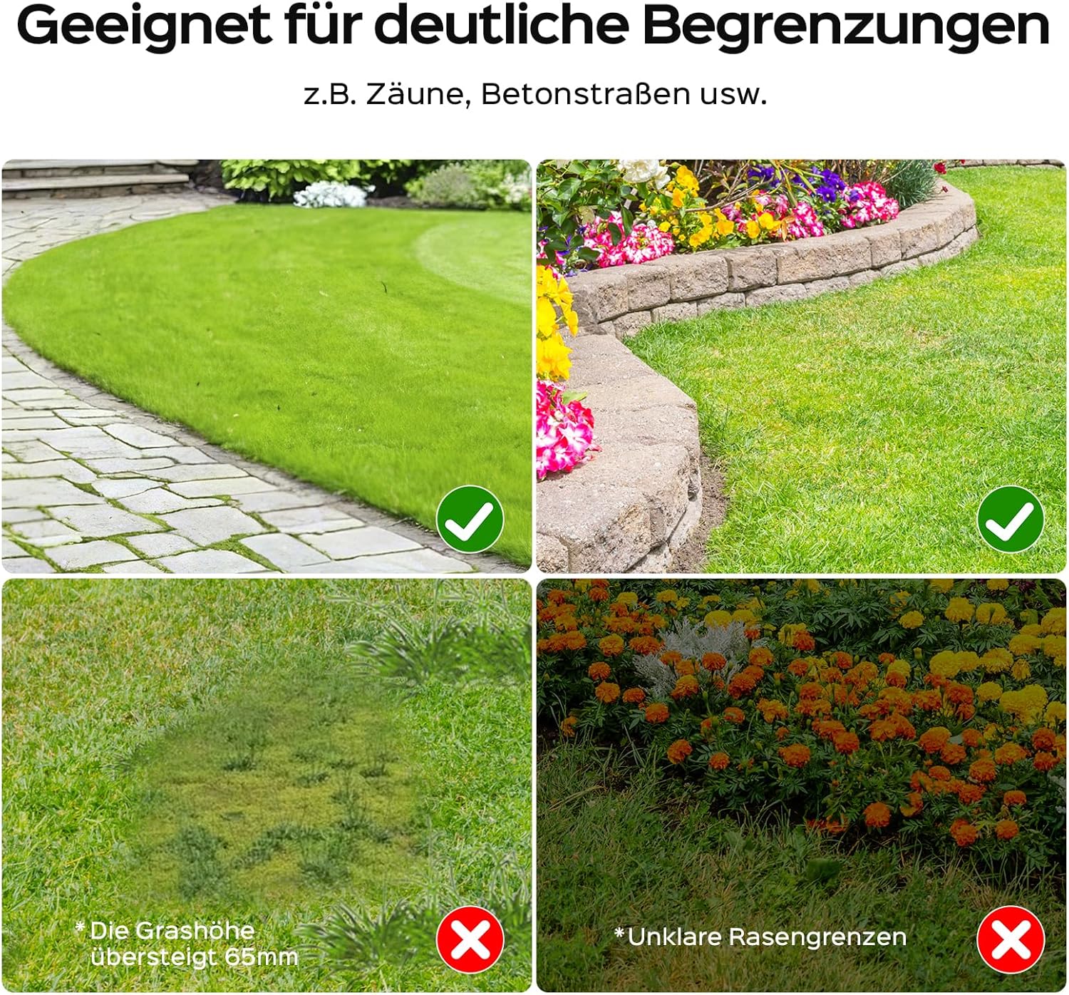 V100 Rasenmäherroboter ohne Begrenzungskabel, mit Vision Navigation, Hindernisvermeidung (150 Typen), 4,0 Ah Akku Rasenmäherroboter, Rasenroboter mit Graskamm, Ersatzmesser – Bild 7