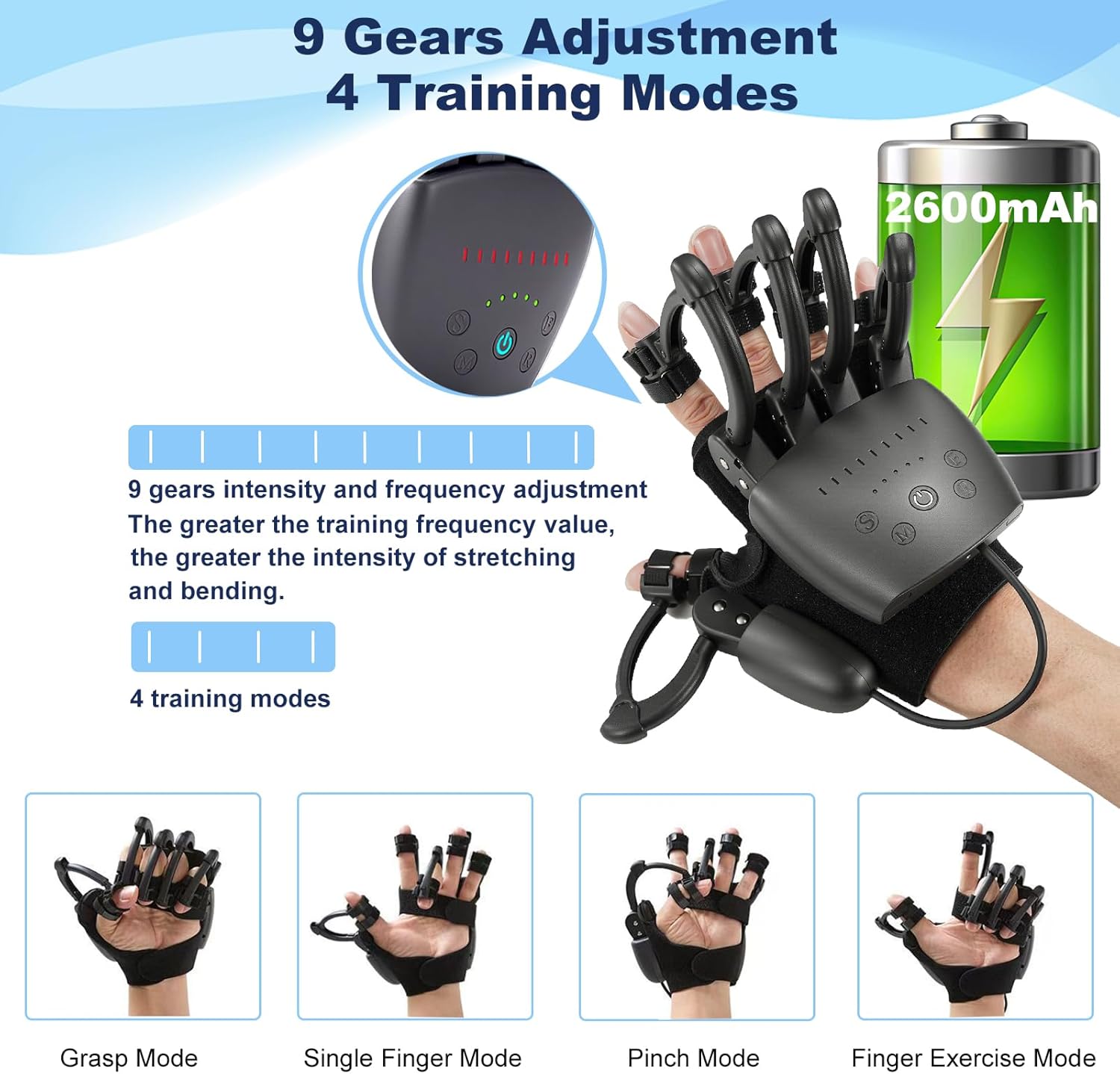 Rehabilitationsroboter-Handschuhe, Handfunktion, wiederaufladbare Rehabilitationshandschuhe, Handtherapiehandschuh mit Spiegelfunktion, Schlaganfall, Hemiplegie-Rehabilitationshandschuh (Linke Hand-S) – Bild 3