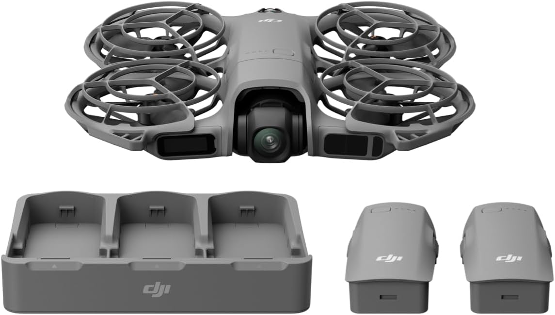 DJI Neo 2 Fly More Combo (nur Drohne), Handflächenstart und -landung, Gestensteuerung, ActiveTrack, omnidirektionale Hinderniserkennung, Einsteigerdrohne, 3 Batterien