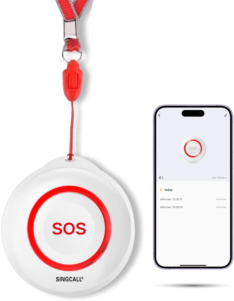 SINGCALL Drahtlose Notruftaste für Seniorenrufsystem, Tuya WiFi Smart SOS-Notruftaste, roter Senioren-Notruf x 1 (unterstützt 2,4 GHz WLAN) – Bild 4
