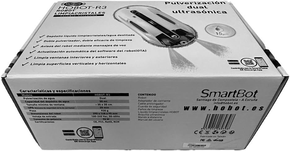 SMARTBOT Wischroboter – geringer Stromverbrauch (80 W) – elektrischer Glasreiniger, 3 Jahre Garantie, 12 Mikrofasertücher – Navigations- und Absturzsicherungssystem, HOBOT-R3 Fensterputzroboter – Bild 2