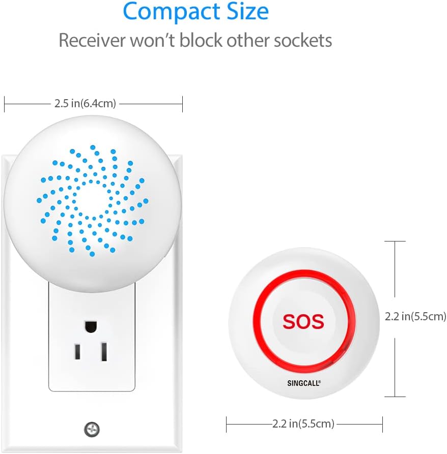 SINGCALL Tuya WiFi Smart Senioren-Notrufsystem für ältere Menschen/schwangere Frauen/Kinder, 1 wasserdichte Notruftaste (unterstützt 2,4 GHz WLAN) + 1 Plug-in-Empfänger – Bild 4