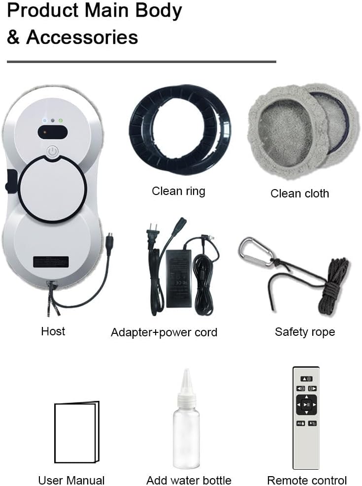 Fensterputzroboter mit 2800 Pa Saugkraft, intelligente Hinderniserkennung, Doppel-Sprühsystem, Sicherheitsseil, elektrisch – Bild 3