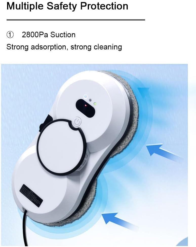 Fensterputzroboter mit 2800 Pa Saugkraft, intelligente Hinderniserkennung, Doppel-Sprühsystem, Sicherheitsseil, elektrisch – Bild 4