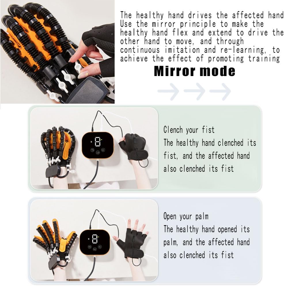 Schlaganfall-Rehabilitationsgeräte, Roboter-Handmassagegeräte für Arthritis mit einstellbaren Trainingsmodi und Fingerbeugungsübungen (Größe: M, Farbe: Linke Hand) – Bild 6