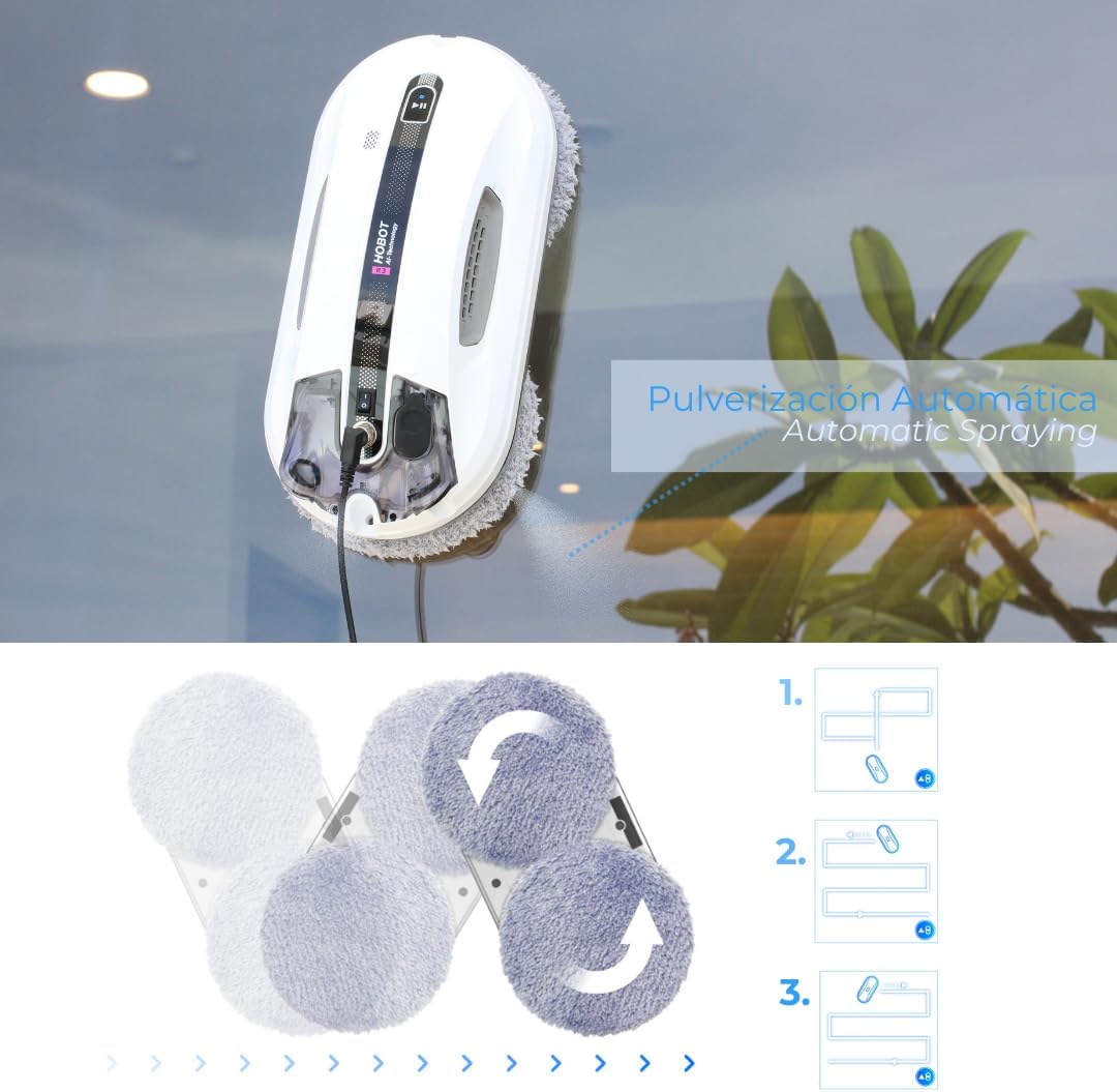 SMARTBOT Wischroboter – geringer Stromverbrauch (80 W) – elektrischer Glasreiniger, 3 Jahre Garantie, 12 Mikrofasertücher – Navigations- und Absturzsicherungssystem, HOBOT-R3 Fensterputzroboter – Bild 10