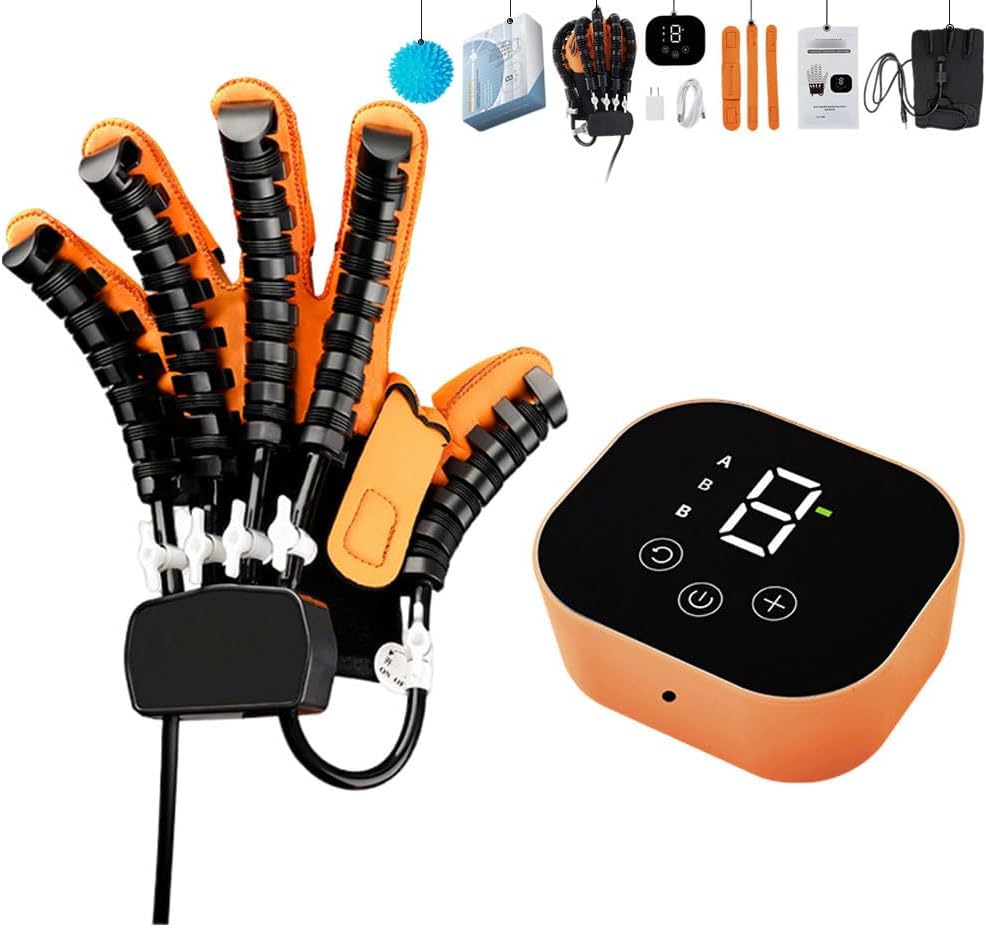 Schlaganfall-Rehabilitationsgeräte, Roboter-Handmassagegeräte für Arthritis mit einstellbaren Trainingsmodi und Fingerbeugungsübungen (Größe: M, Farbe: Linke Hand)