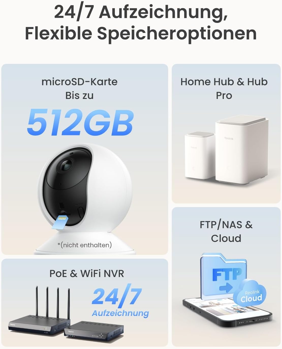 Reolink 3K-WLAN-Überwachungskamera für den Innenbereich mit Schwenk-/Neigefunktion, Heim- und Babyphone mit Erkennung von Personen-/Haustier-/Babyschreien, automatischer Verfolgung, 2,4/5-GHz-WLAN-IP-Kamera für den Innenbereich, 5 MP IR-Nachtsicht, E1 Pro – Bild 8