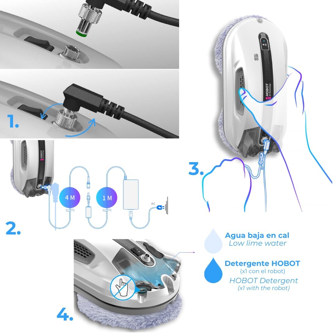 SMARTBOT Wischroboter – geringer Stromverbrauch (80 W) – elektrischer Glasreiniger, 3 Jahre Garantie, 12 Mikrofasertücher – Navigations- und Absturzsicherungssystem, HOBOT-R3 Fensterputzroboter – Bild 8