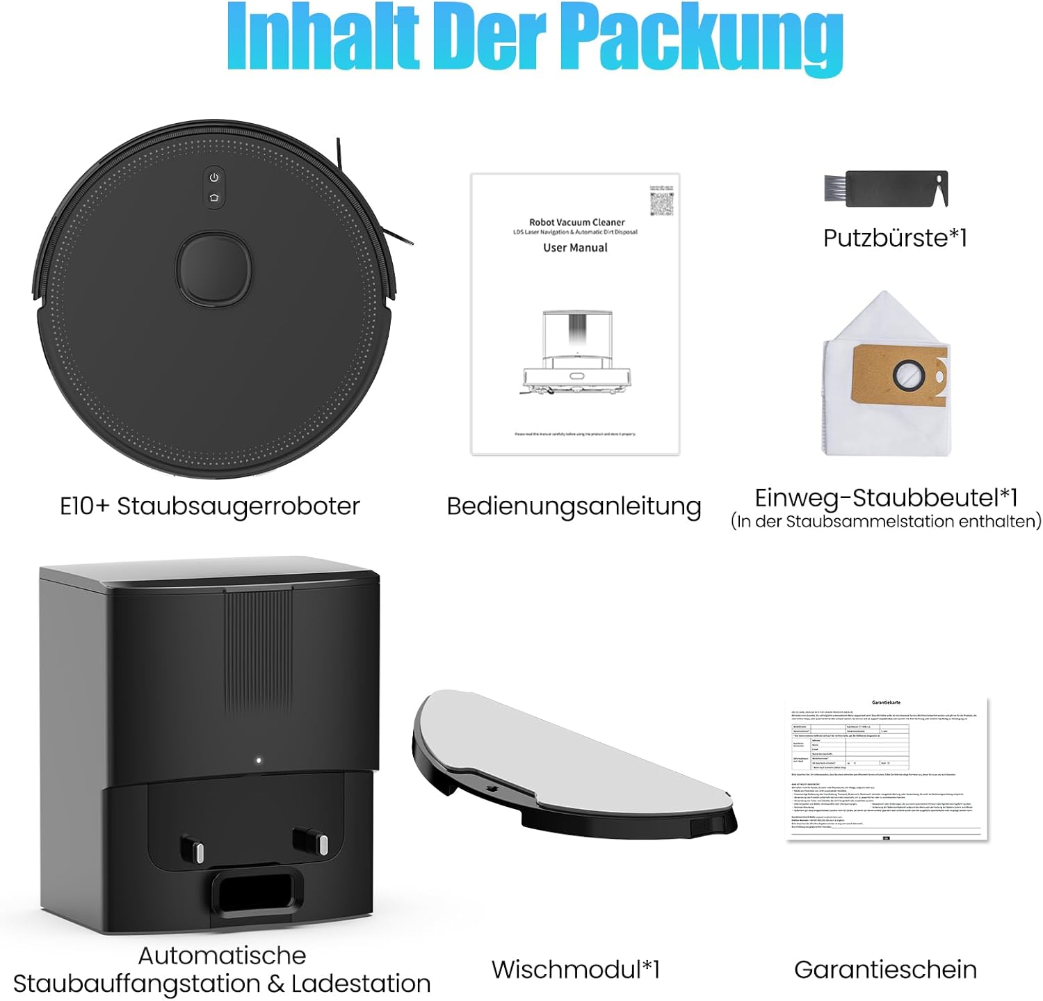 Saugroboter mit Wischfunktion, Staubsaugerroboter mit Saugstation 3,5 L, 5000 Pa Saugleistung, LiDAR-Navigation, E10+ Saug- und Wischroboter für Tierhaare, Teppichböden, ca – Bild 9