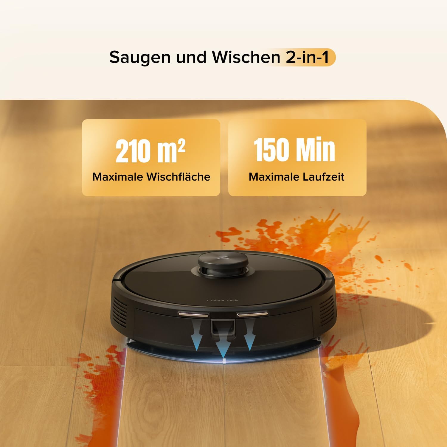 roborock Q7 M5 Saugroboter mit Wischfunktion, 10.000 Pa starke Saugkraft, Duales Anti-Tangle-System, 150 min Laufzeit, LiDAR-Navigation, Staubsaugerroboter für Teppich, Tierhaare – Bild 4