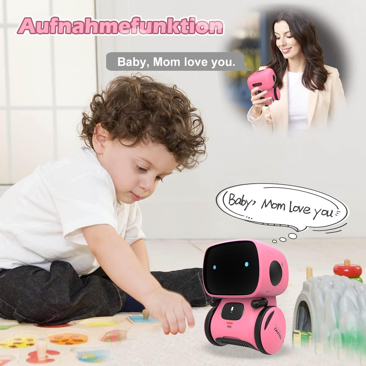 Remoking Intelligentes Roboter-Kinderspielzeug, interaktives Roboter-Lernspielzeug, Geschenke für Jungen und Mädchen, Touch-Steuerung, Sprachaufzeichnung, Sprachaufzeichnung, Sprechen, Tanzen, Musik, Pink – Bild 5