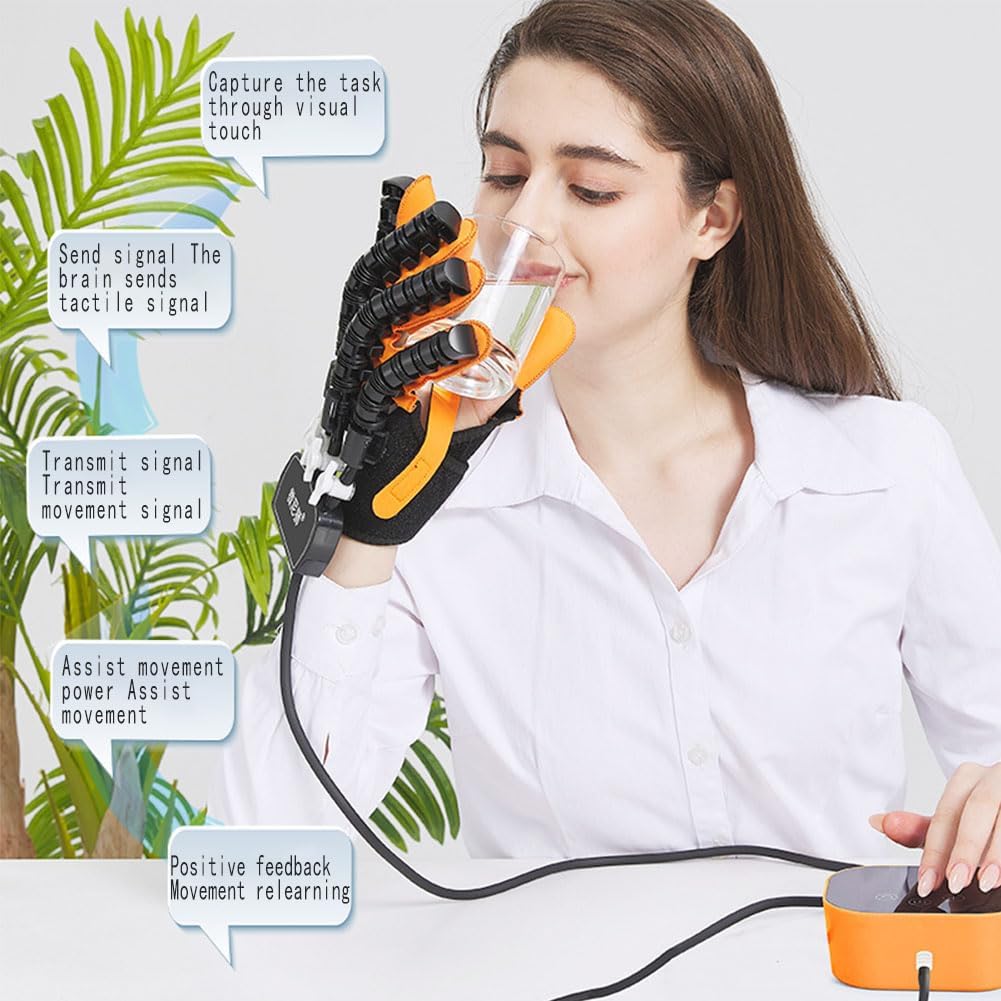 Schlaganfall-Rehabilitationsgeräte, Roboter-Handmassagegeräte für Arthritis mit einstellbaren Trainingsmodi und Fingerbeugungsübungen (Größe: M, Farbe: Linke Hand) – Bild 8