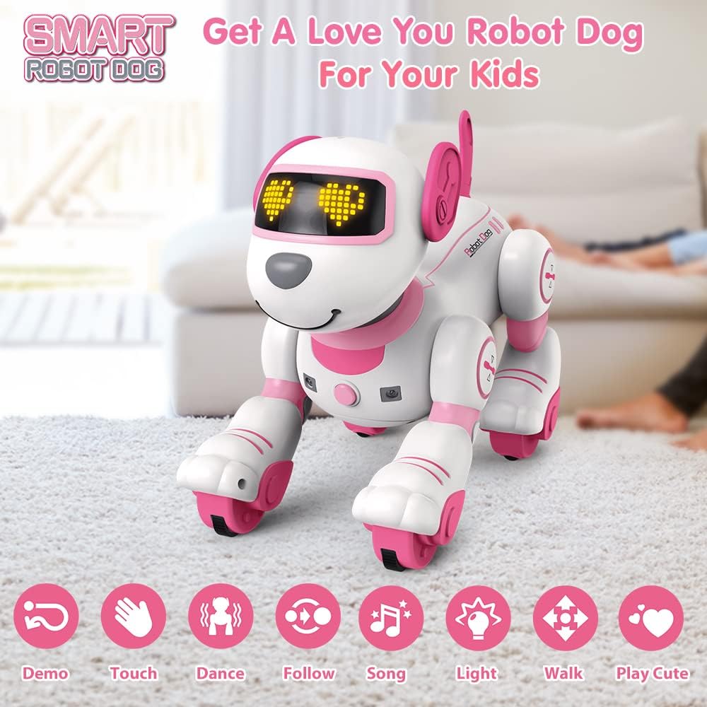 VATOS Roboterhund Kinderferngesteuertes Spielzeug – Interaktiver Touch-and-Follow-Roboterhund mit 17 Funktionen, programmierbare Tanzmusik RC für Mädchen von 3–12 Jahren – Bild 6