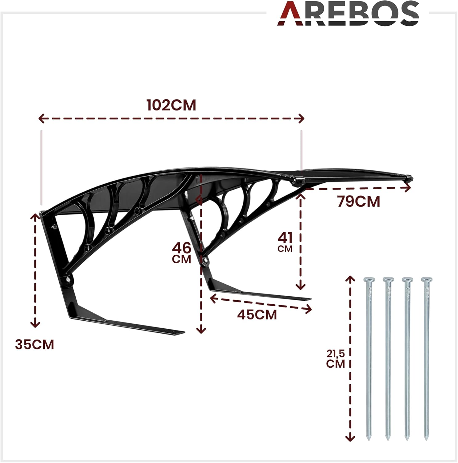 Arebos Roboter-Rasenmäher-Garage, Rasenmäher, Rasenmäher, Carport, 102 x 79 x 46 cm, wetterfest + UV-Schutz, mit Metallfüßen, Rasenmäher-Überdachung, inklusive Montagematerial, schwarz – Bild 7