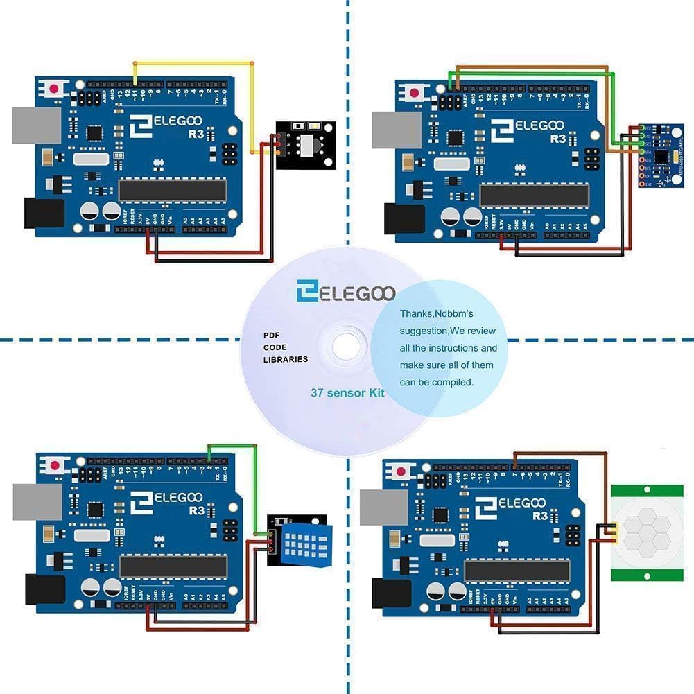 ELEGOO Verbessertes 37-in-1-Sensormodul-Kit, kompatibel mit Arduino IDE, mit Anleitung für Elektronikprojekte, Mikrocontroller-Boards nicht im Lieferumfang enthalten – Bild 4
