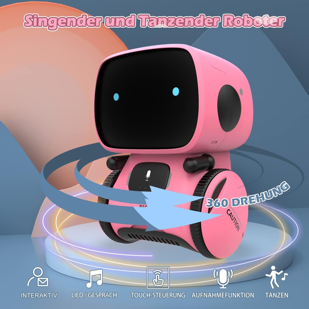 Remoking Intelligentes Roboter-Kinderspielzeug, interaktives Roboter-Lernspielzeug, Geschenke für Jungen und Mädchen, Touch-Steuerung, Sprachaufzeichnung, Sprachaufzeichnung, Sprechen, Tanzen, Musik, Pink – Bild 6