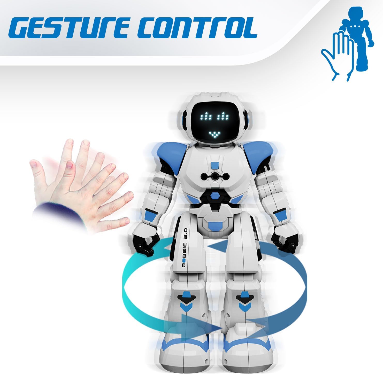 Xtrem Bots - Robbie, ferngesteuerter Roboter mit Fernbedienung, interaktives Spielzeug für Kinder ab 5 Jahren, Gestensteuerung, intelligenter Roboter, Geschenke für Kinder – Bild 3