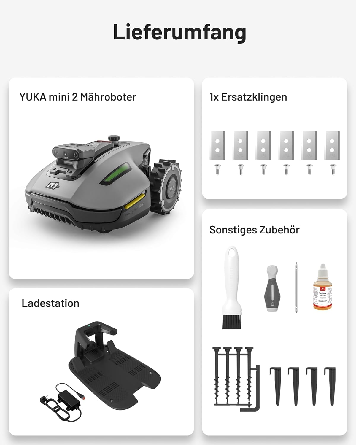 MAMMOTION YUKA Mini 2 500 Roboter-Rasenmäher ohne Begrenzungskabel, Empfehlung 500 m², KI-betriebener Rasenmäherroboter mit drei Kameras und Bildverarbeitung, Auto-Mehrzonenkartierung, DropMow, manuelle Karte – Bild 10