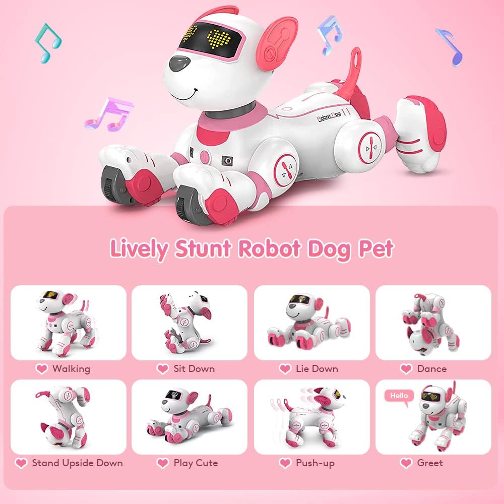 VATOS Roboterhund Kinderferngesteuertes Spielzeug – Interaktiver Touch-and-Follow-Roboterhund mit 17 Funktionen, programmierbare Tanzmusik RC für Mädchen von 3–12 Jahren – Bild 5