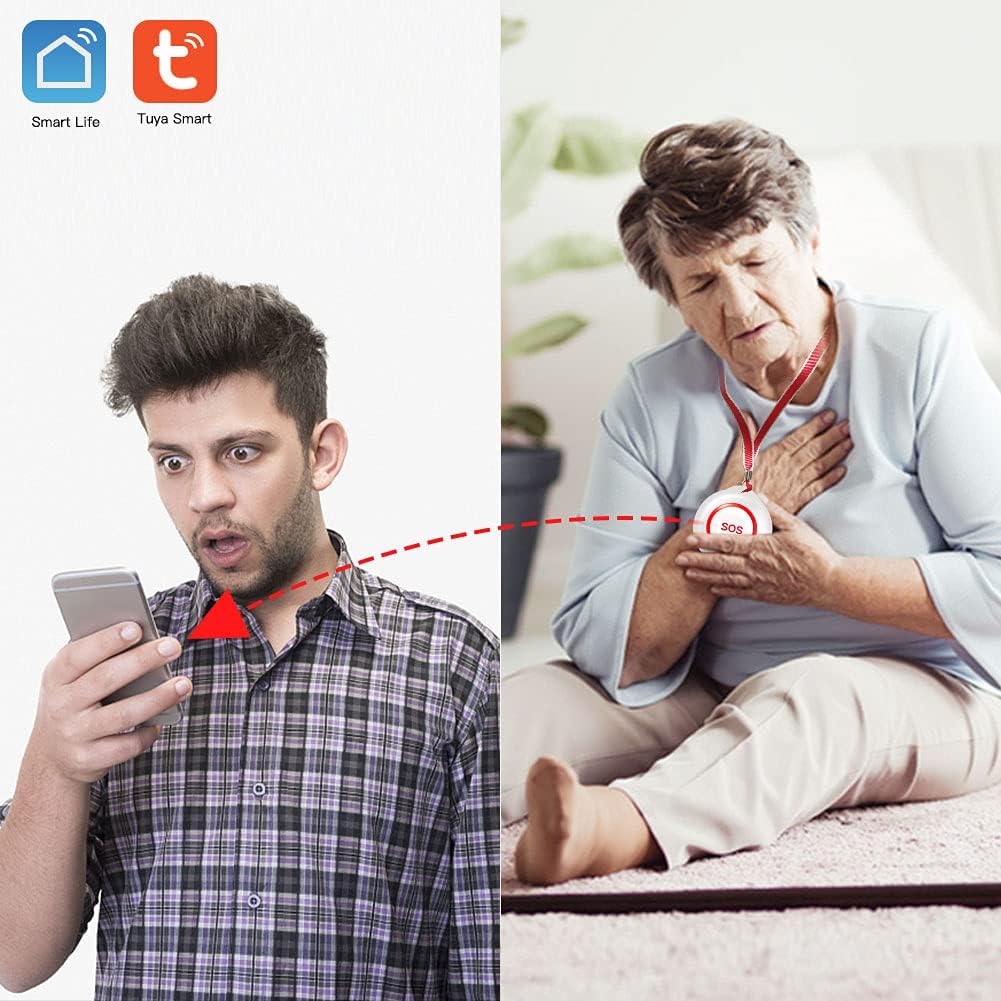 SINGCALL Drahtlose Notruftaste für Seniorenrufsystem, Tuya WiFi Smart SOS-Notruftaste, roter Senioren-Notruf x 1 (unterstützt 2,4 GHz WLAN) – Bild 5