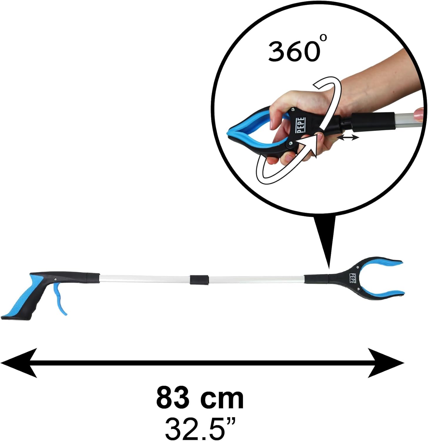PEPE Mobility – faltbarer Greifer mit Magnet, drehbarer Greifer, ausziehbare Abfallzange, faltbar für Senioren, Gartenarbeit – Bild 3