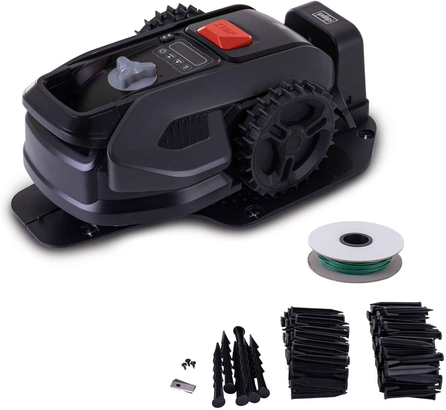 Scheppach Black Edition Roboter-Rasenmäher RRMA300, bürstenlose Rasenfläche, 300 m², Schnittbreite 160 mm, Schnitthöhe 20 – 50 mm, Steigungen bis zu 25 %, geringe Geräuschentwicklung, inklusive Zubehör