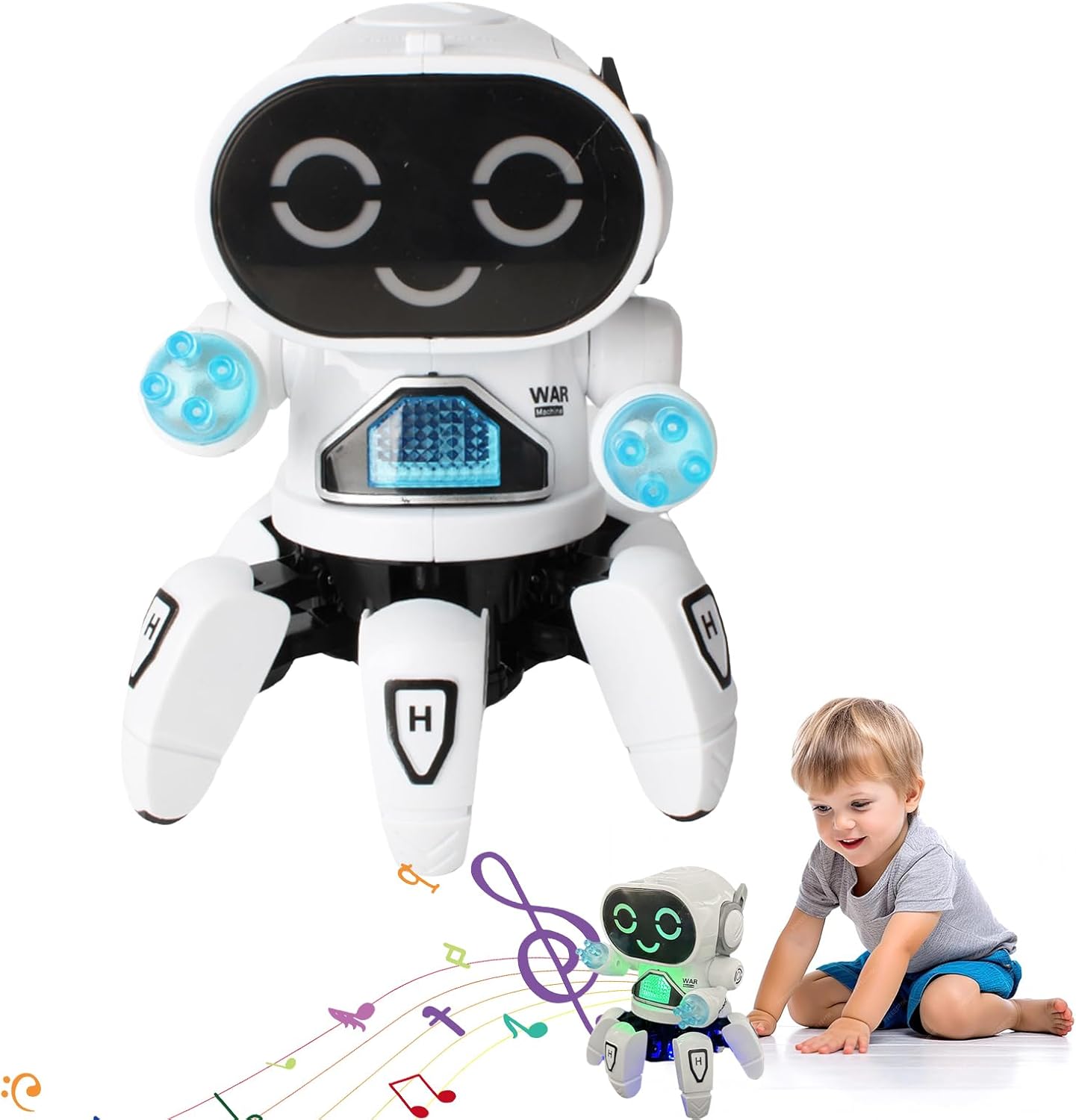 Generico Musikroboter – Interaktives elektrisches Musikspielzeug in Oktopusform, blinkender Sensor | Intelligenter Spielzeugroboter für Kinder für den Hinterhof, la c – Bild 8