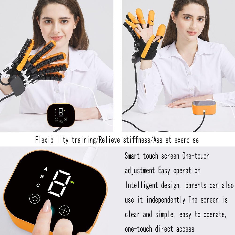 Schlaganfall-Rehabilitationsgeräte, Roboter-Handmassagegeräte für Arthritis mit einstellbaren Trainingsmodi und Fingerbeugungsübungen (Größe: M, Farbe: Linke Hand) – Bild 5
