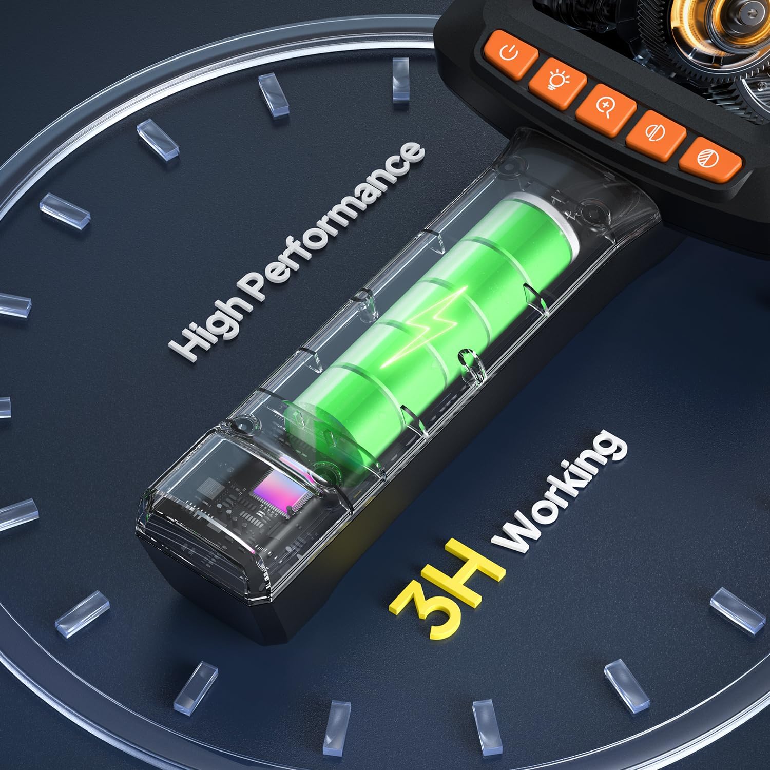 Qimic Endoskopkamera mit Licht, 1080P HD-Röhrenkamera mit 8 LEDs, 2,4-Zoll-IPS-IP67-Bildschirm, Inspektionskamera, Live-Bild mit 2-fachem Zoom, halbstarres Kabel, 16,4 Fuß, 2000-mAh-Akku – Bild 4