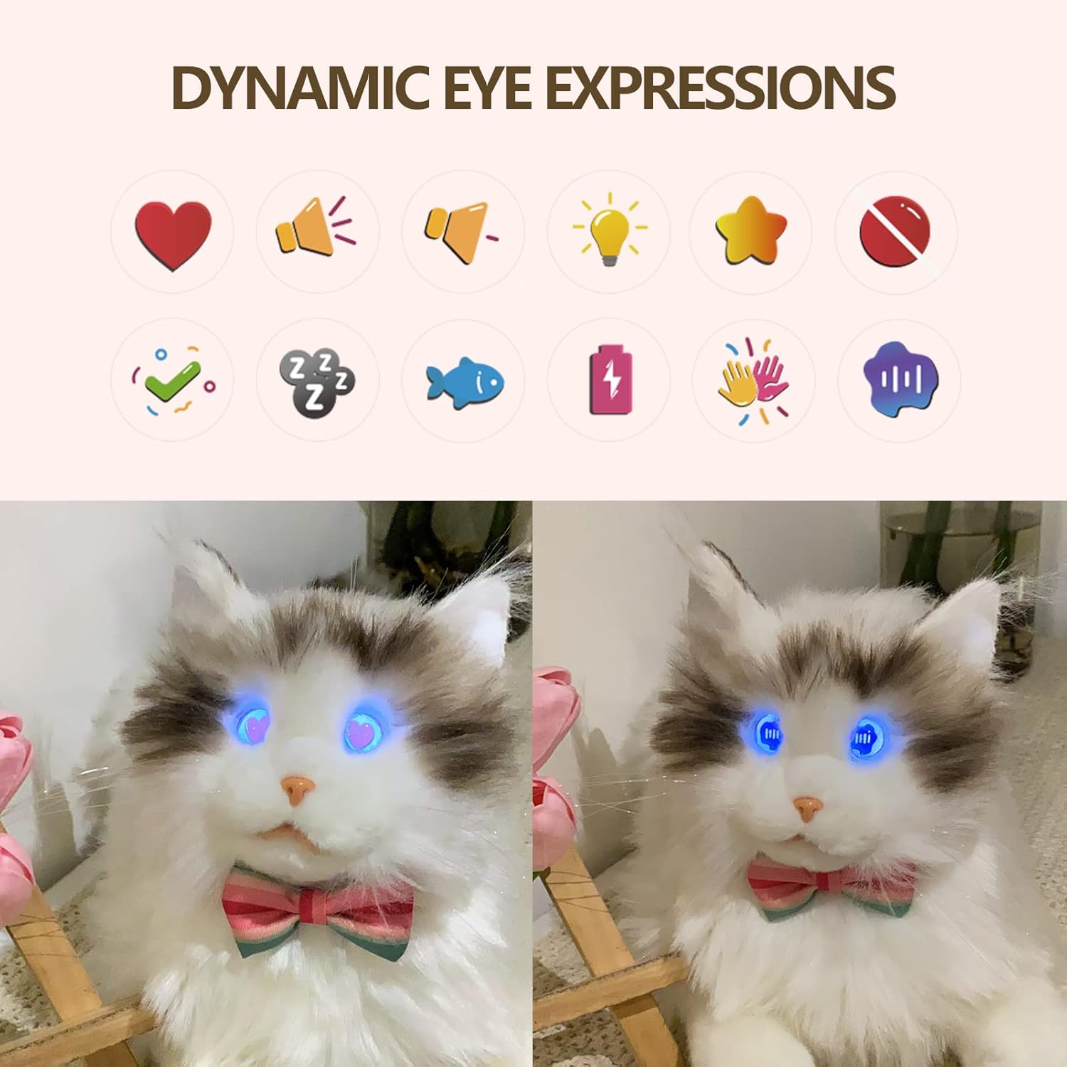 ELEPHANT ROBOTICS metaCat Black/White Robot Cat Companion Pet Interactive Electronic Cat Meow and Heartbeat, Gifts for All Ages - Type-C Charging – Bild 5