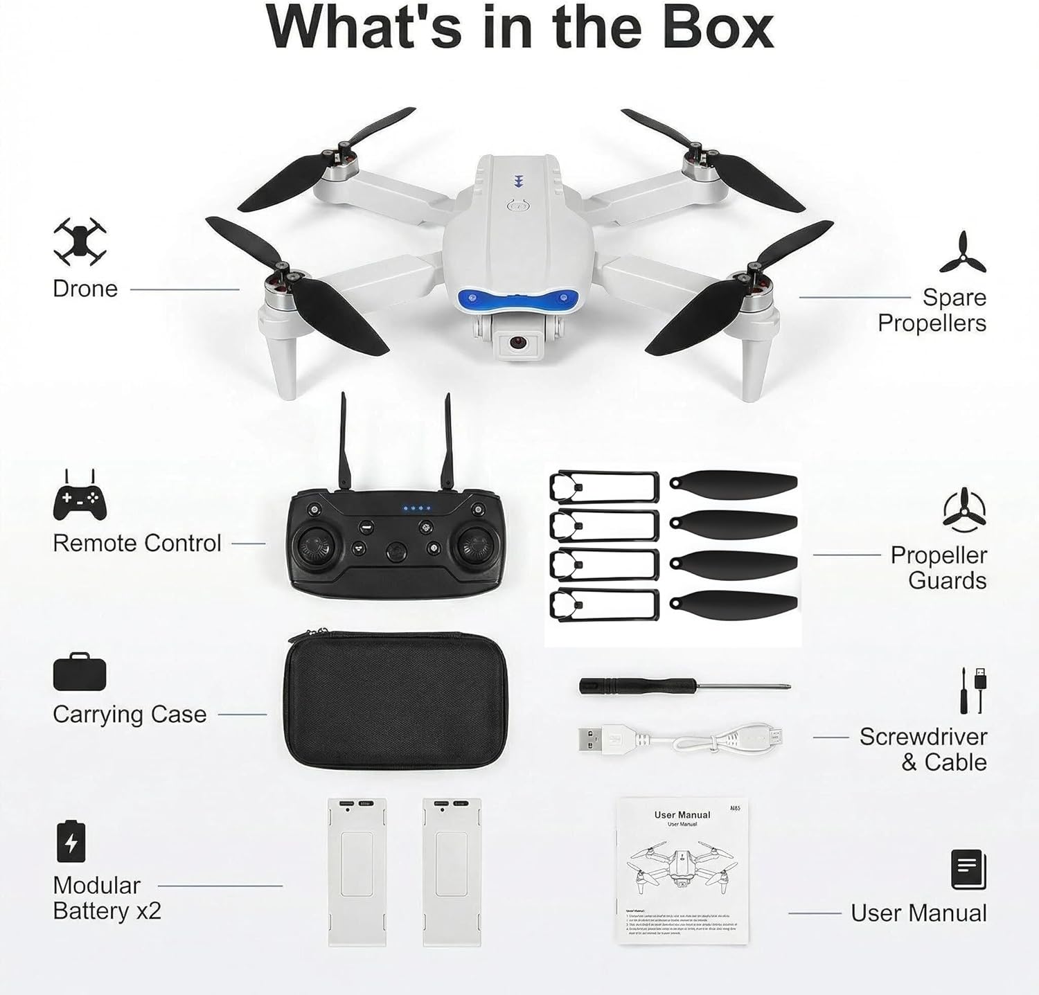 Drohne mit Kamera 1080P HD für Kinder, WiFi-FPV-Drohne für Anfänger, RC-Quadcopter mit 2 Batterien, Schwerkraftsensor, 3D-Flip-Modus, Ein-Knopf-Start/Landung, Höhenhaltemodus, Headless-Modus – Bild 7
