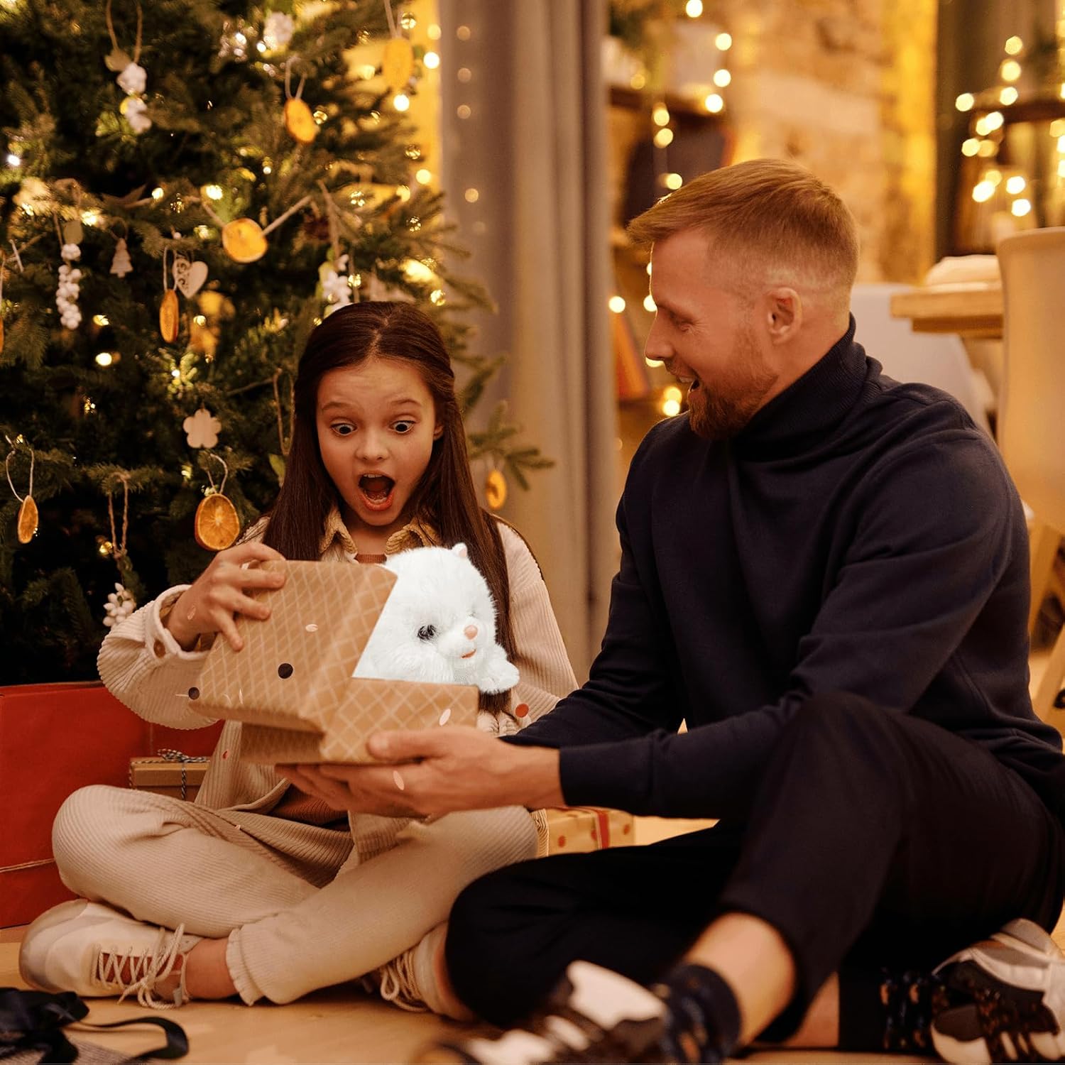 YH YUHUNG Weiße realistische interaktive Plüschroboterkatze mit Sprachsteuerung, elektronisches Haustier für Kinder ab 3 Jahren – Bild 6