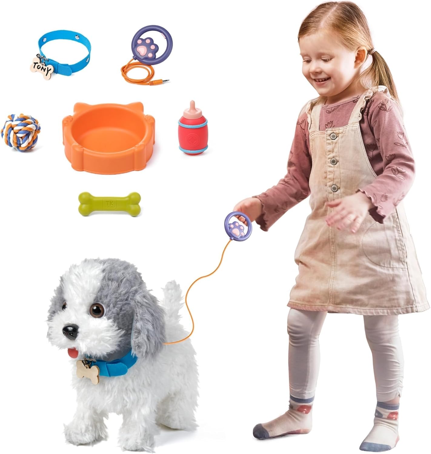 OR OR TU Hundespielzeug, Kinder-Plüschwelpe leckt elektronische Haustiere mit ferngesteuertem, interaktivem Spielzeughund, der läuft und bellt, für Kinder, Mädchen, Jungen, Geschenk – Bild 8