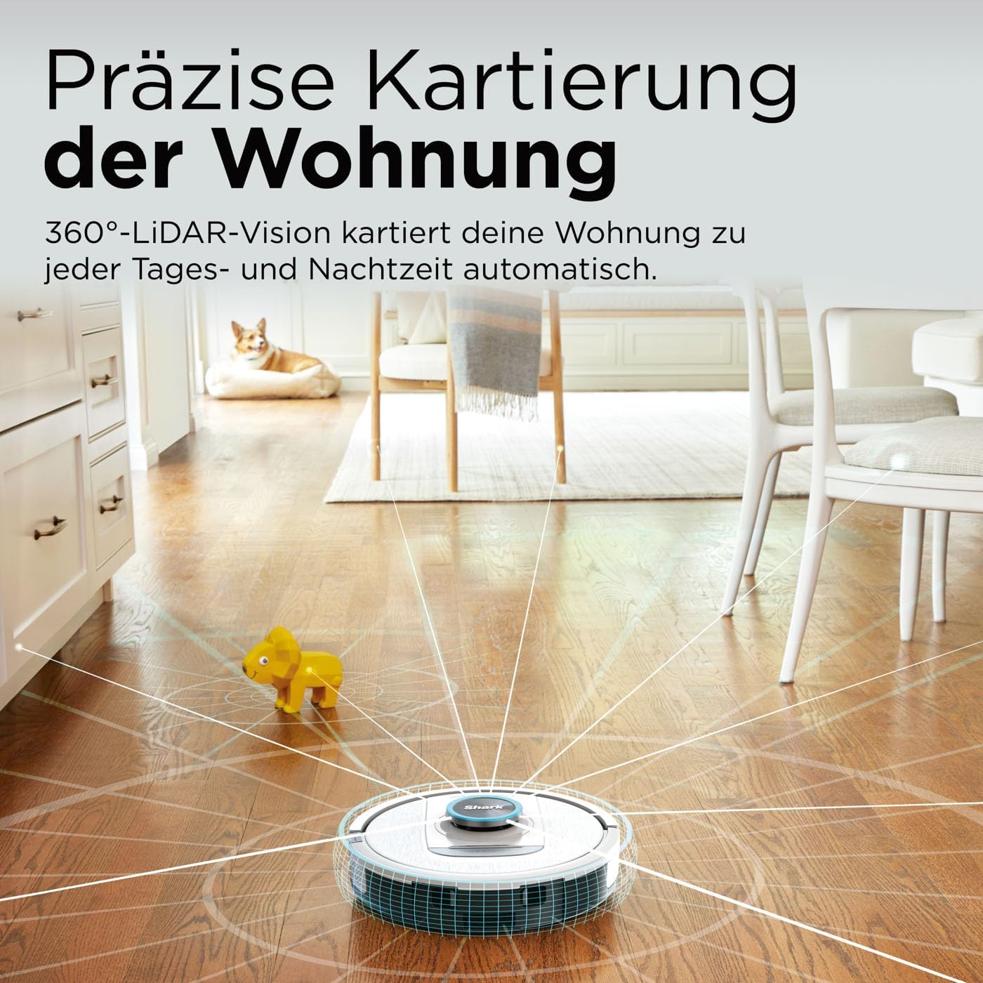 Shark PowerDetect Roboter-Staubsauger mit Saugstation, selbstreinigend, selbstentleerend bis zu 60 Tage, für Tierhaare, Teppiche und Hartböden, mit 3D- und LiDAR-Navigation, 14,5 cm flach weiß – Bild 8