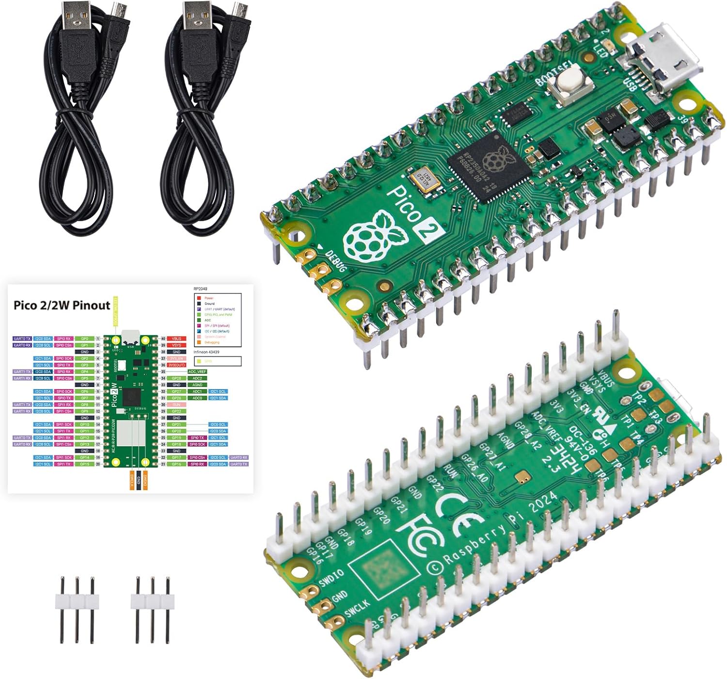 GeeekPi Vorverlötetes Raspberry Pi Pico 2 mit Header-USB-Kabel, RP2350 Mikrocontroller-Board, Mini-Board-Kit basierend auf RP2350-Chip, Dual-Core und Dual-Architektur, unterstützt C/C++/Python – Bild 8