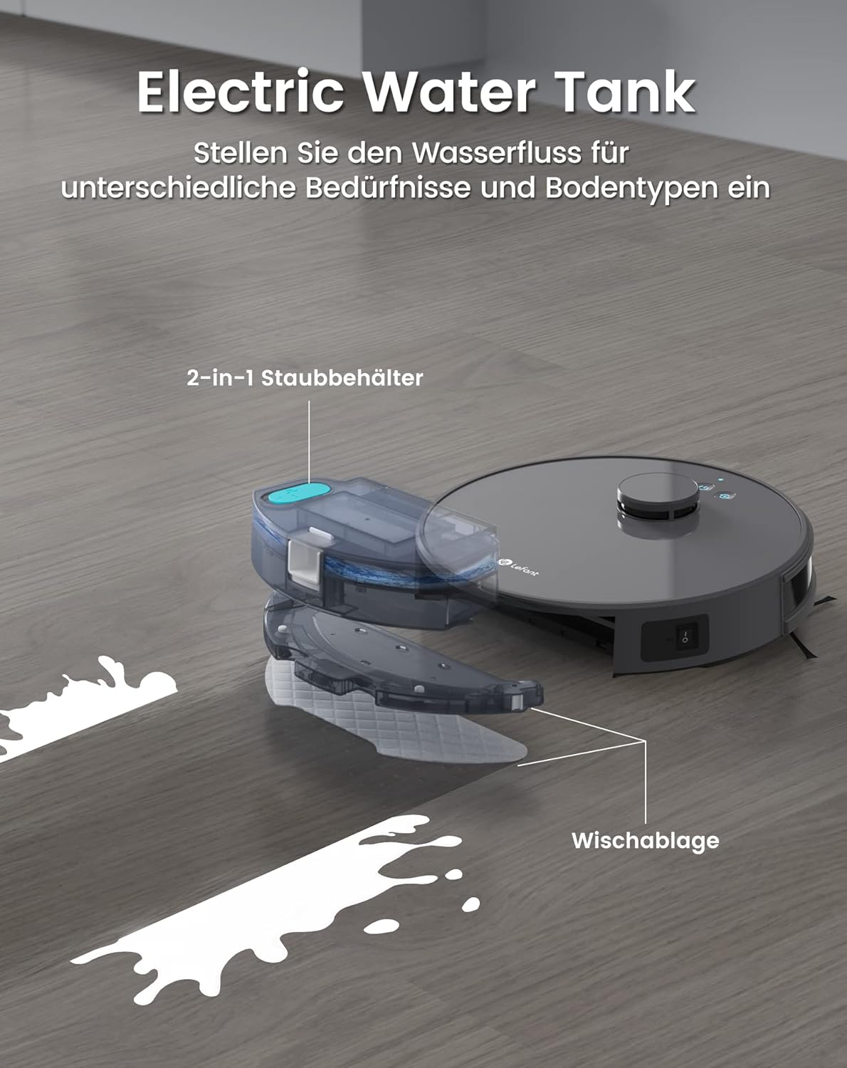 LEFANT Saugroboter mit Wischfunktion M1, 5500Pa Saugkraft, Staubsaugerroboter 200 min Laufzeit, mehrstufige Kartierung, No-Go-Zonen, Saug- und Wischroboter für Tierhaare, Teppiche und Hartböden – Bild 6