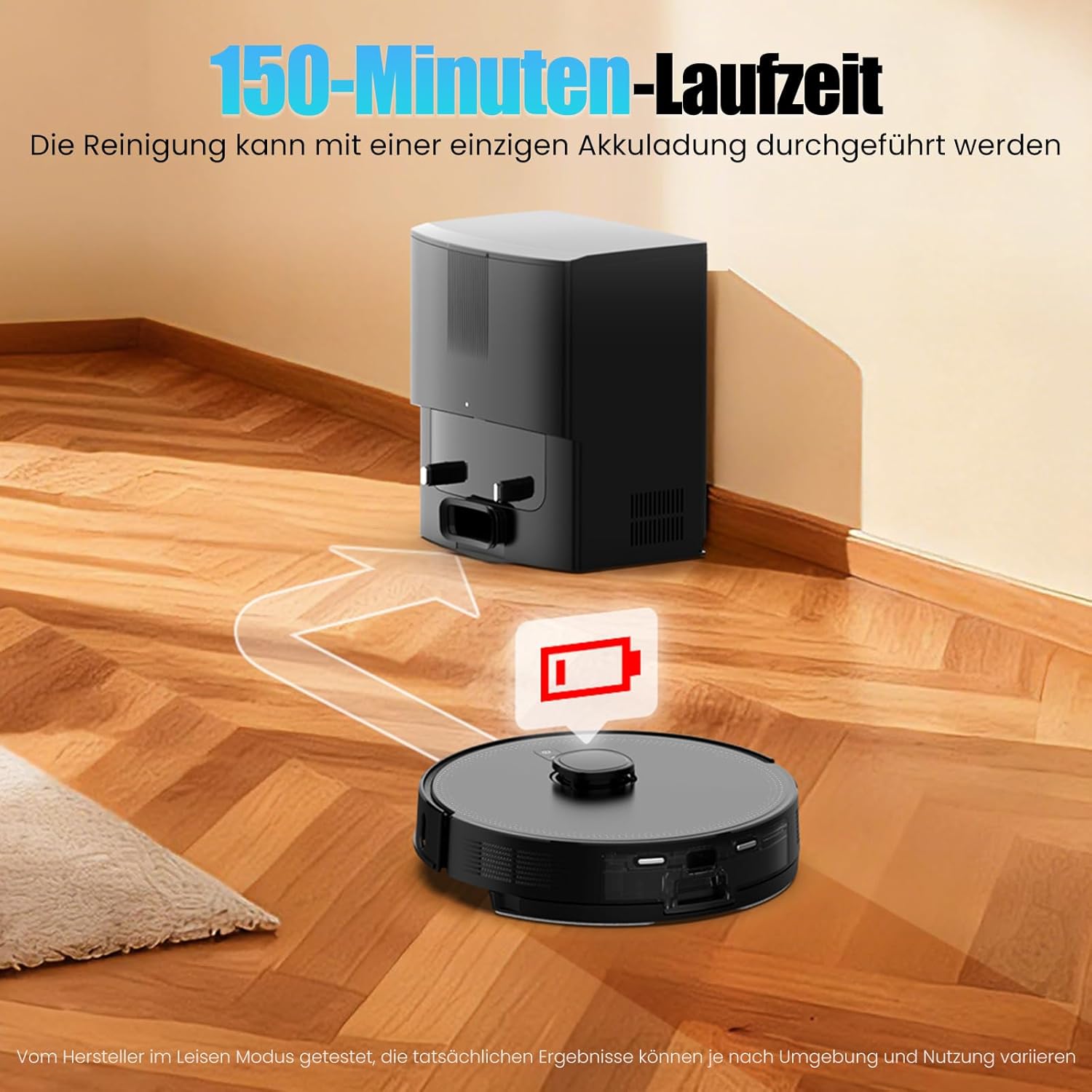 Saugroboter mit Wischfunktion, Staubsaugerroboter mit Saugstation 3,5 L, 5000 Pa Saugleistung, LiDAR-Navigation, E10+ Saug- und Wischroboter für Tierhaare, Teppichböden, ca – Bild 7