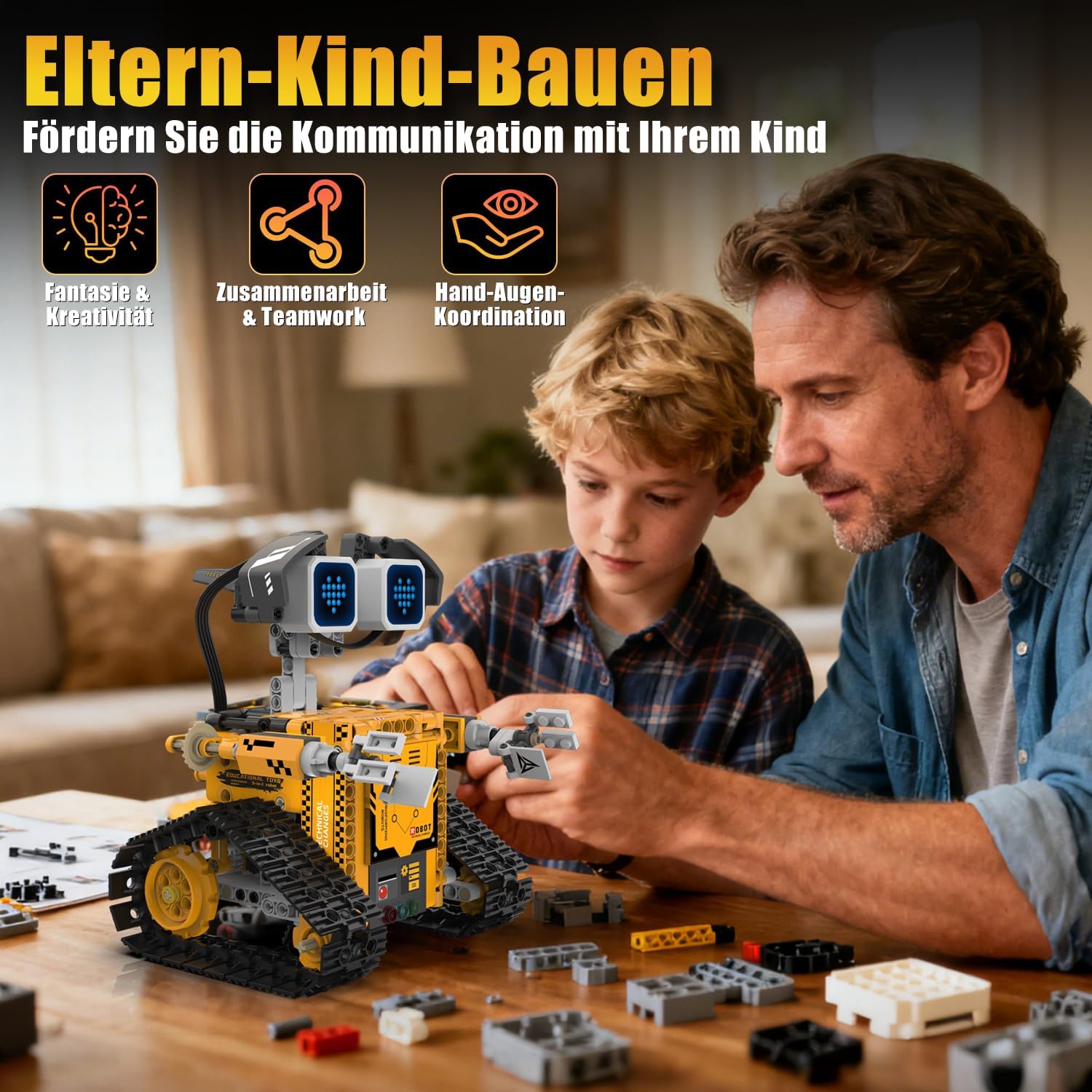 Technik Roboterbauspielzeug für Kinder, 5-in-1-Roboter mit App & ferngesteuertem Technic Wall Robotics Kit mit 16 LED-Gesichtsausdrücken, 373 Teile RC programmierbares Roboterspielzeug Geschenk für 6 7 8 10 – Bild 3