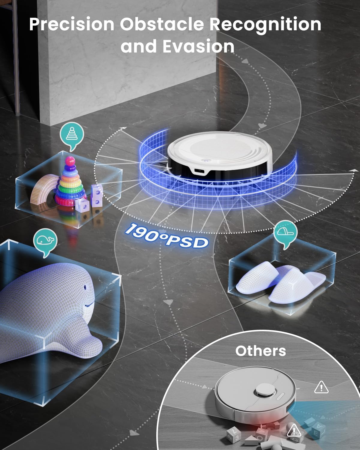 LEFANT Staubsaugerroboter mit Wischfunktion, ultradünn, Staubsaugerroboter Anti-Tangle, präzise Hindernisvermeidung, App, Alexa-Steuerung für Tierhaare, Teppiche, M310 Ultra White – Bild 8