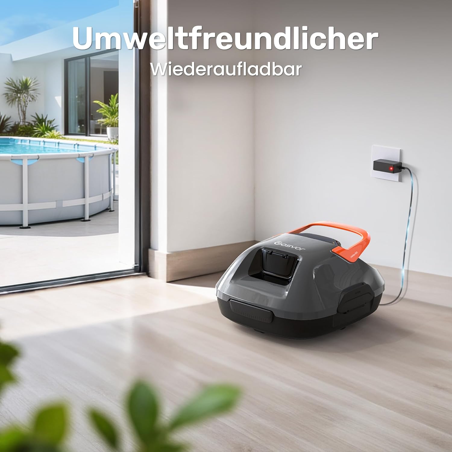 Pool-Roboter-Akku, 4500 LPH, effiziente Reinigung mit 90 Minuten Laufzeit, 3,4 kg leichter Bodenstaubsauger, einfach zu bedienen und zu warten, Pool-Staubsauger für Pools mit flachem Boden – Bild 9