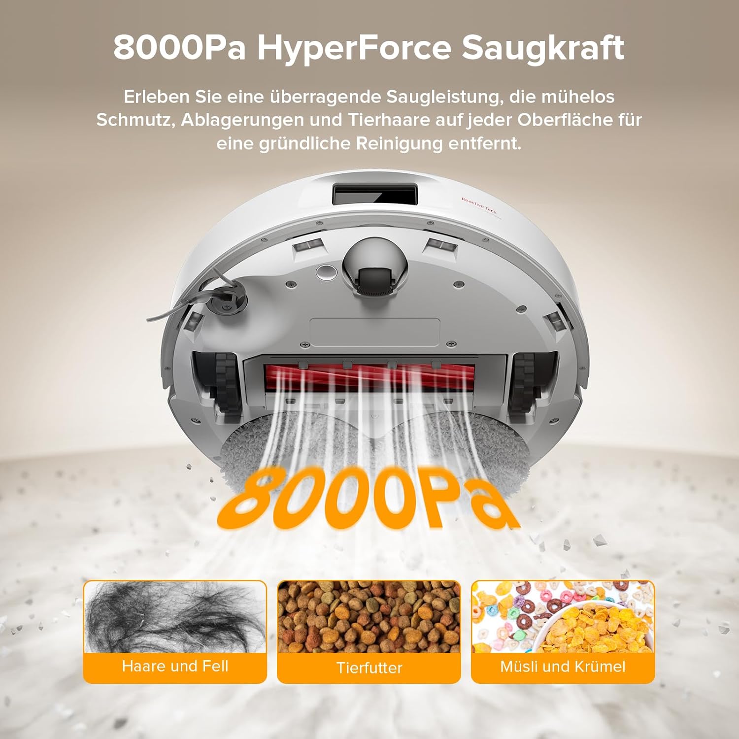 roborock Qrevo Series Roboterstaubsauger mit Wischfunktion und Hebemopp, 8000 Pa Saugkraft (verbessert durch Qrevo S), Anti-Tangling-Seitenbürste, Hindernisvermeidung, All-in-One-Dock, Weiß (QV 35A) – Bild 2