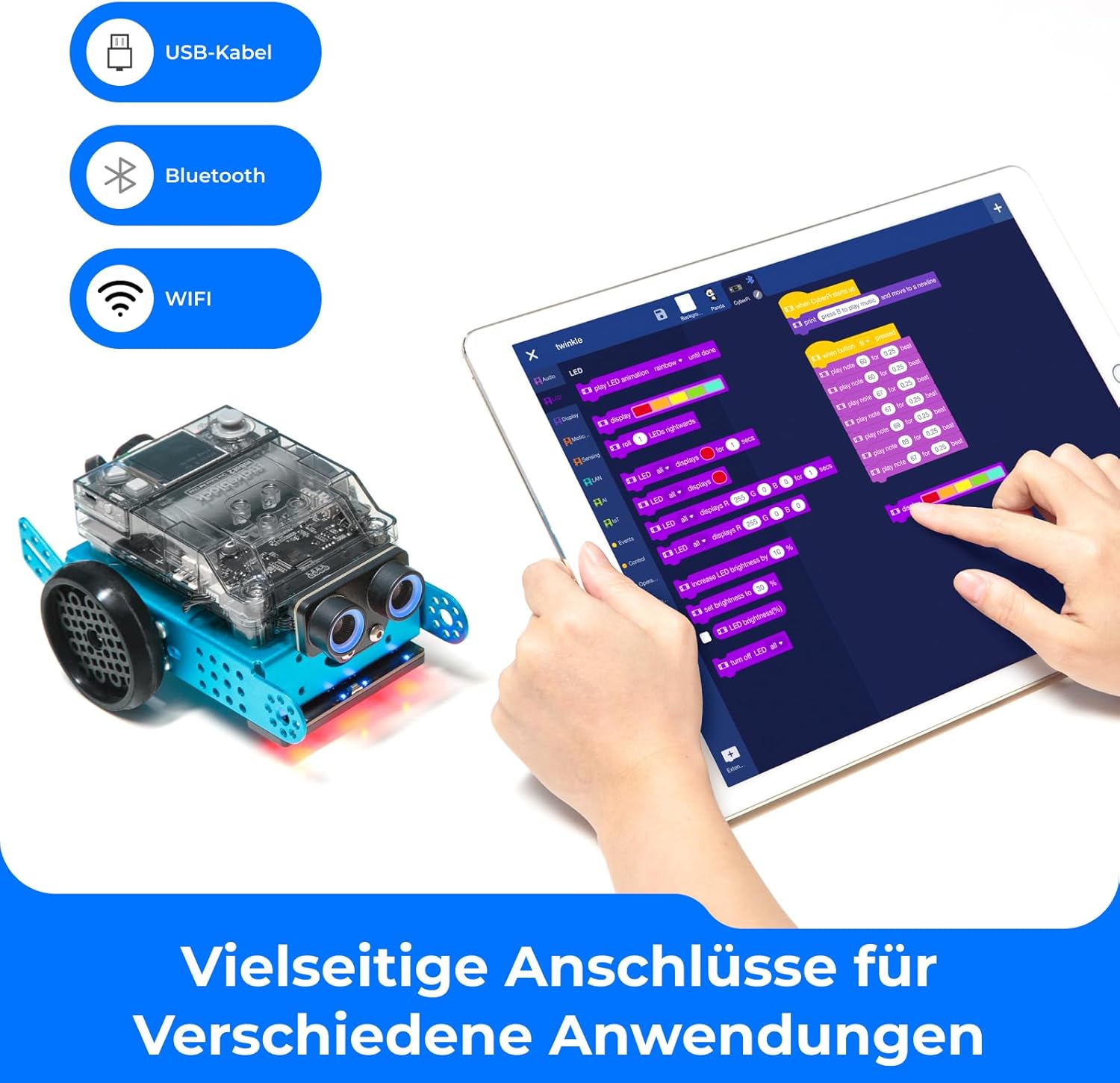 Makeblock mBot 2 programmierbare Roboter für Kinder, KI-Roboterspielzeug mit WiFi-Fernbedienung, mit Scratch- und Python-kompatibel, intelligentes STEM-Kit, Geschenk für Kinder ab 8 Jahren – Bild 5