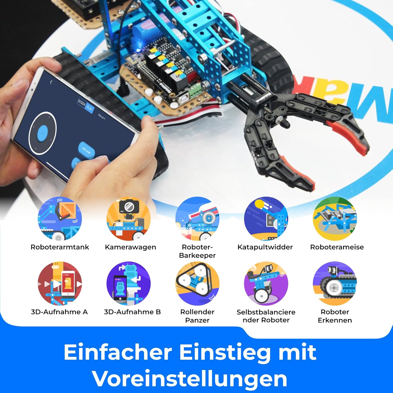 Makeblock mBot Ultimate, programmierbarer 10-in-1-Roboterbausatz, über 160 mechanische Teile und Module, Mainboard MegaPi, kompatibel mit Arduino und Raspberry Pi, drahtlose Fernbedienung – Bild 4