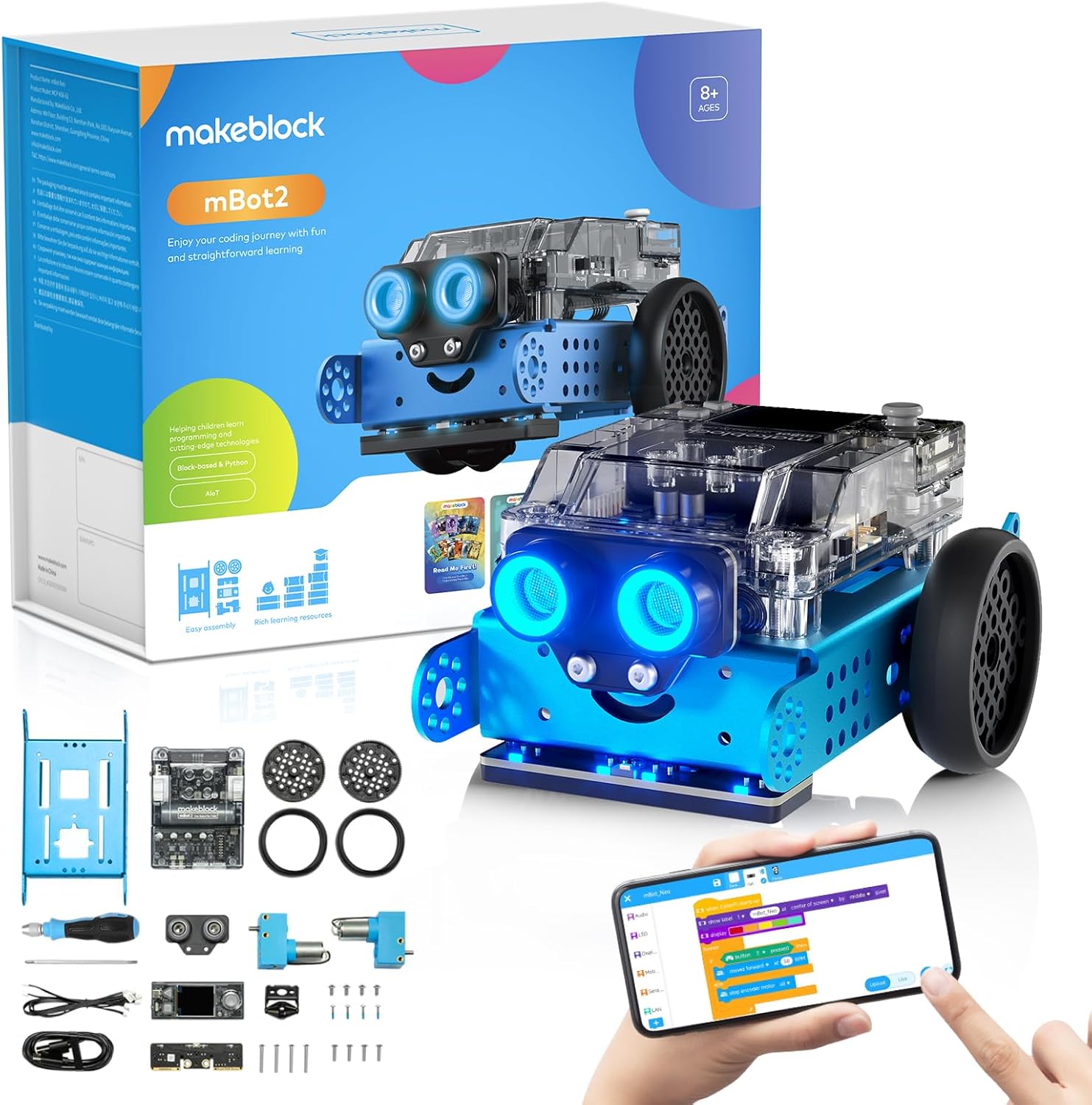 Makeblock mBot 2 programmierbare Roboter für Kinder, KI-Roboterspielzeug mit WiFi-Fernbedienung, mit Scratch- und Python-kompatibel, intelligentes STEM-Kit, Geschenk für Kinder ab 8 Jahren