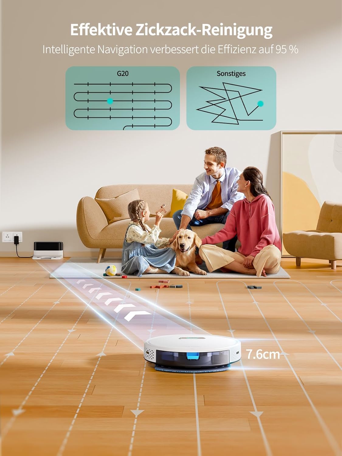 HONITURE Roboterstaubsauger mit Wischfunktion, G20 Roboterstaubsauger mit 4000Pa starker Saugkraft, Kehren, Staubsaugen, Wischen 3-in-1-Roboterstaubsauger, für Tierhaare, Teppiche, Hartböden, Sprachsteuerung, Fernbedienung – Bild 6