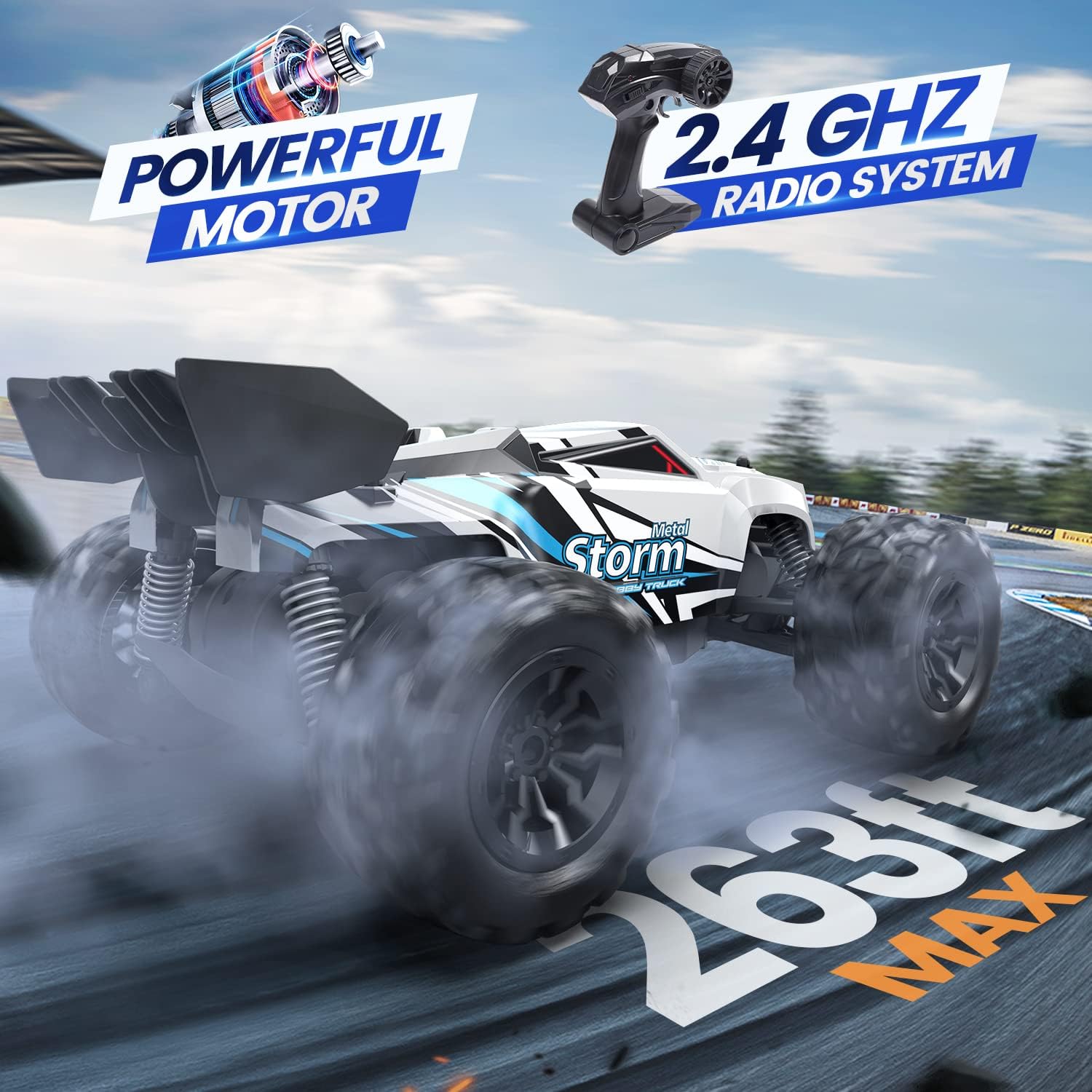 DEERC RC-Car, 2,4 GHz ferngesteuertes Offroad-Auto für Kinder/Anfänger, geländegängiger RC-Truck Rock Crawler mit 2 wiederaufladbaren Batterien, ferngesteuerter Monstertruck für Jungen, Mädchen – Bild 3