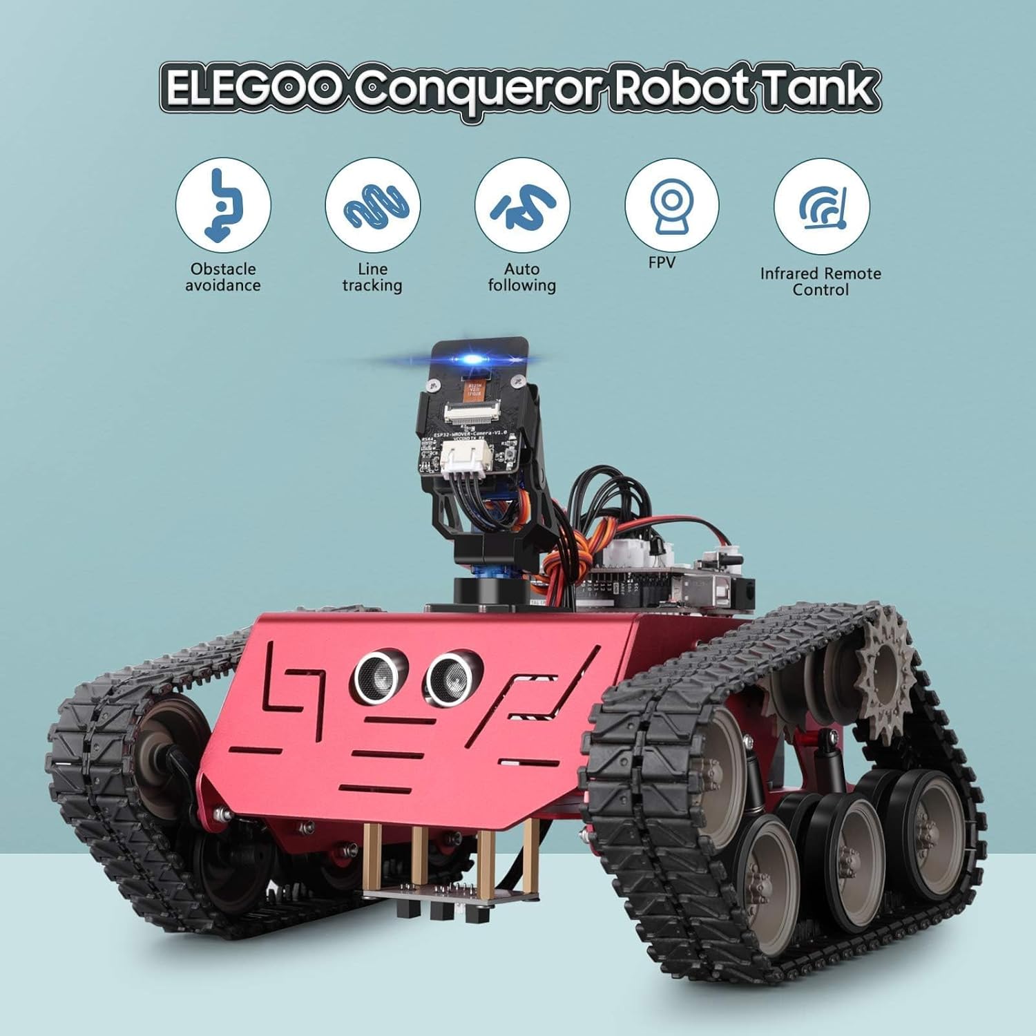 ELEGOO Smart Robot Tank Kit kompatibel mit Arduino IDE, elektronischer Bausatz mit UNO R3, Ultraschallsensor, Bluetooth-Modul, Kameramodul, Auto-Panzer-Roboterspielzeug für Kinder – Bild 2